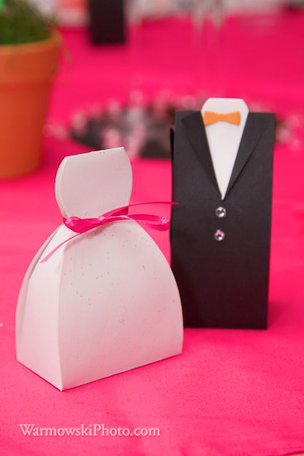 Hand-made paper candy boxes at each place setting.