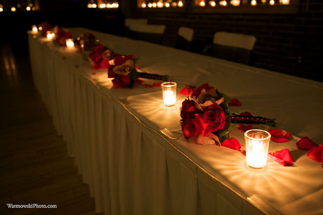 Bouquets atop the head table at Windows on Washington.