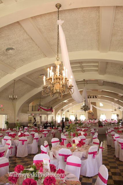 Emily & Cliff's reception decorations were amazing - and the result of a lot of work by Emily, her mom, Joni, and many others. Here is a view of McClelland Dining Hall all decked out for the party.