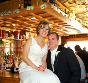 Bride & groom on the bar