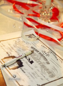 Wedding license and ribbons on altar, image by Warmowski Photography