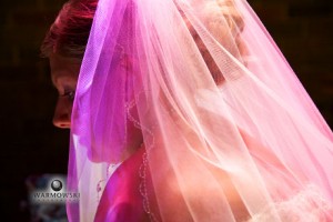 bride under stained glass light, Warmowski Photography