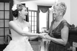 Ashley and her mother after putting on her wedding dress.