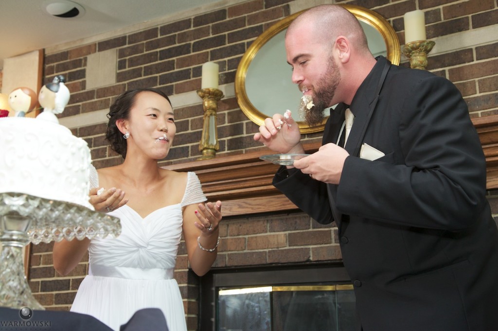 A western tradition with cake smashed into Brett's beard.