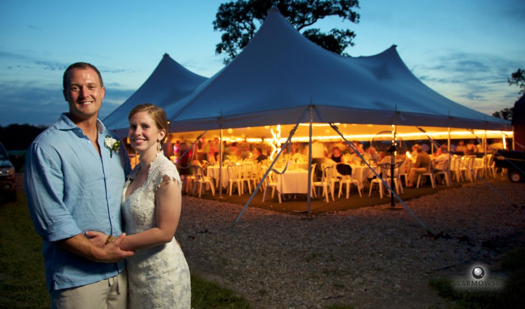 Ashlee & Justin outside tent at Buena Vista (by Warmowski Photography).