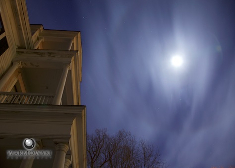 Full moon and the Gov. Duncan Mansion, November 2015. Photo by Steve of Warmowski Photography