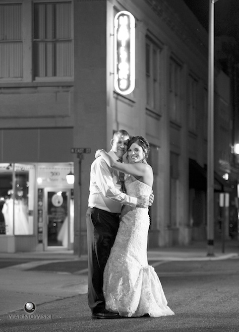 Outside Hamilton's 110 North East. Wedding photography by Steve & Tiffany Warmowski.