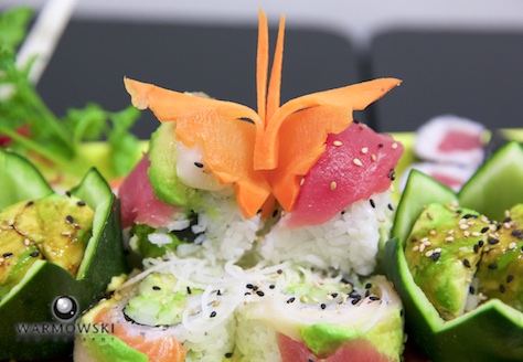 Ryan loves sushi, so the groom worked Happy Sushi in Springfield into his wedding day. Wedding photography by Steve of Warmowski Photography.