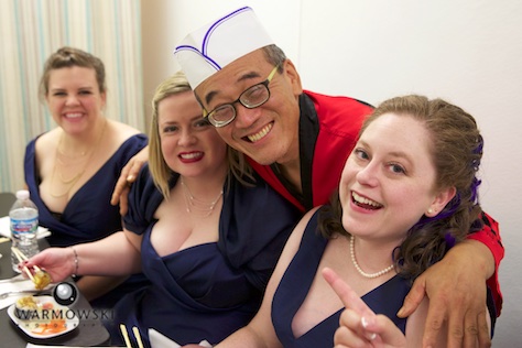 Hiro with groomswomen, Happy Sushi in Springfield. Wedding photography by Steve of Warmowski Photography.