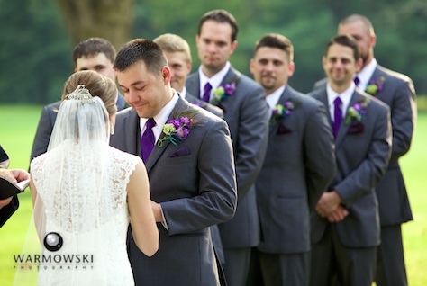 Amanda & Nick's wedding, exchanging rings, Jacksonville Country Club. Photo by Steve & Tiffany of Warmowski Photography.