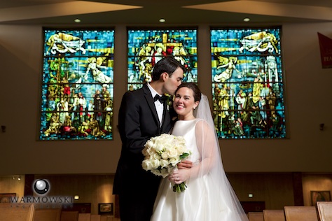 Elizabeth & Daniel wedding portraits at St. Rita of Cascia Shrine Chapel in Chicago. Wedding photography by Tiffany & Steve & Warmowski.