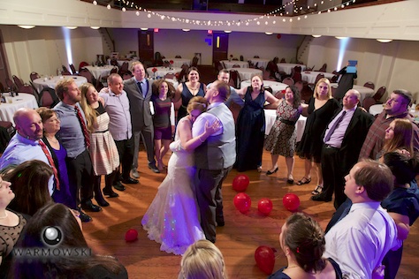 Final dance, Amy & Ryan wedding reception at the Hoogland Center for the Arts in Springfield featuring live wedding band Fun DMC. Wedding photography by Tiffany & Steve of Warmowski Photography.