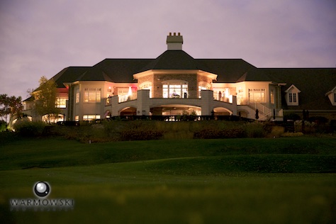 Long-exposure image, exterior of the Crystal Tree Country Club, Orland Park. Wedding photography by Tiffany & Steve & Warmowski.
