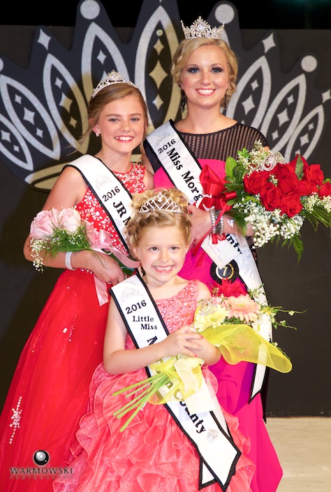Taylor Zoerner was named Queen, Olivia Haverfield was named Princess and Kaylee Ford was named Junior Miss Tuesday night at the Morgan County Fair Pageant.